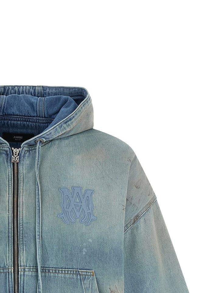 Amiri Ma Denim Sweatshirt - Blue | 35203edf351ee62e15cfa66f18ef0a44b80d6581