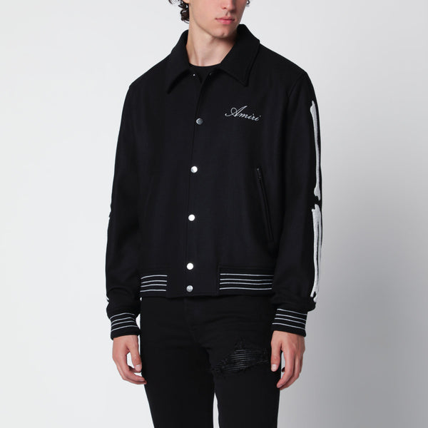 Black Wool Blend Jacket With Logo