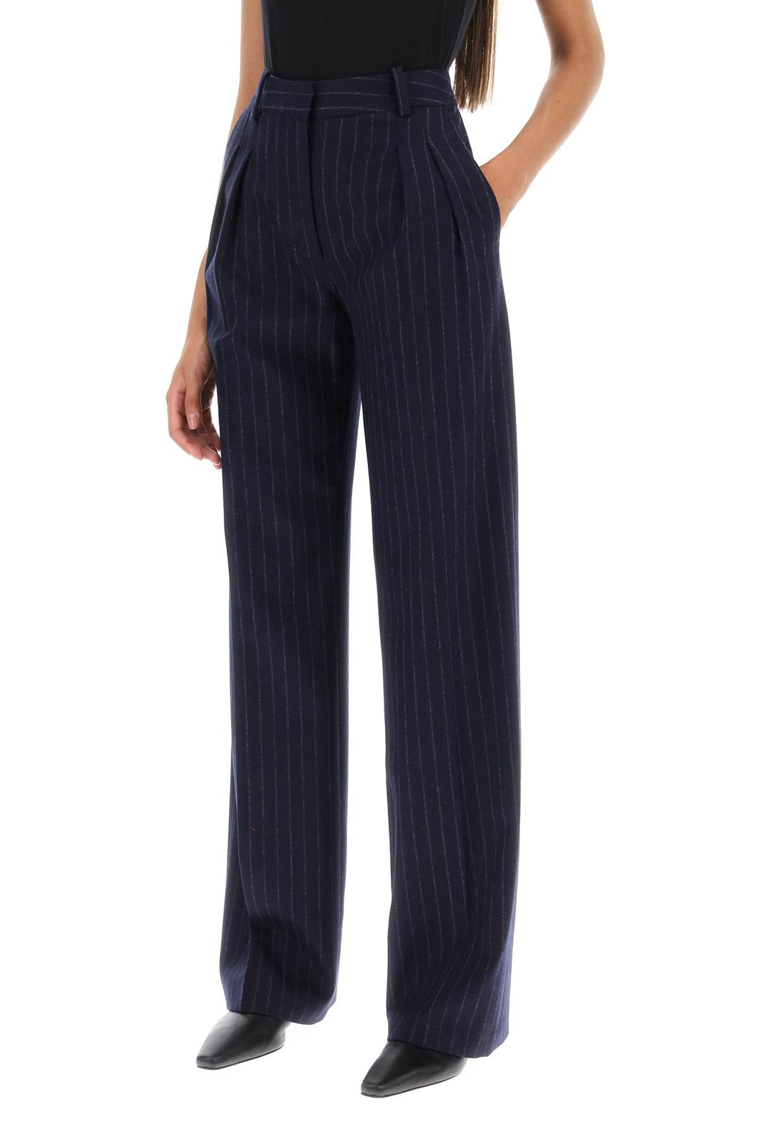 Amoya Pinstripe Wool Trousers