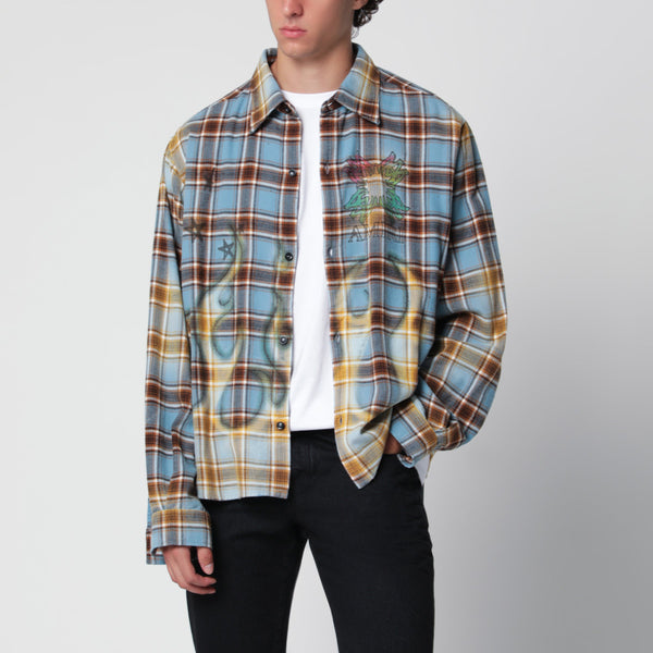 Ma Quad Bleached Blue Cotton Flannel Shirt