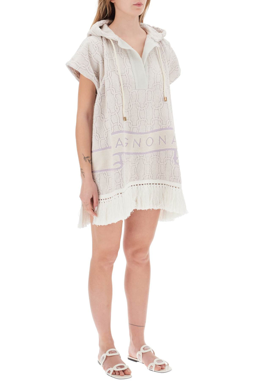 Terry Poncho With Chain Motif