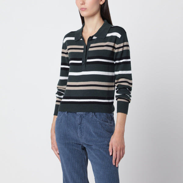 Anna Stripes Light Sapin 21 Cashmere Polo Shirt