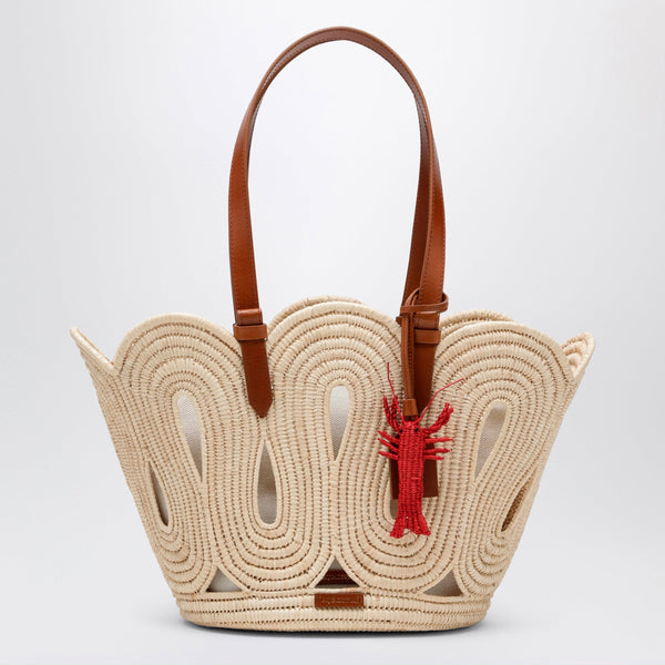Artiste Medium Raffia Tote In Natural And Tan