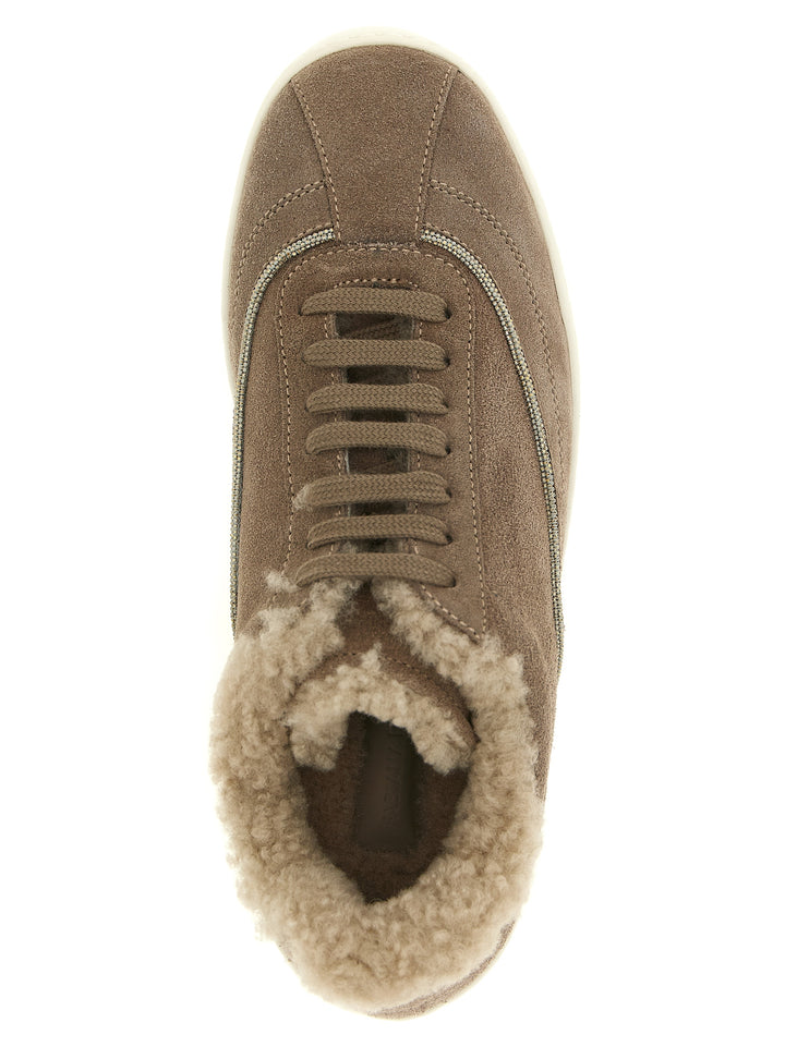 Fabiana Filippi Diamond Detail Suede Sneakers - Beige | c8ed06cdd28ce6f9bce07673720aa1502fd20577