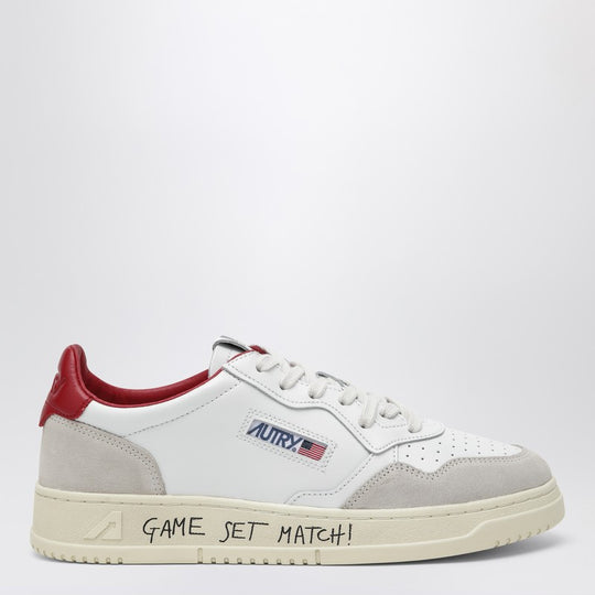 Medalist Low Sneakers In White/Red Leather And Suede
