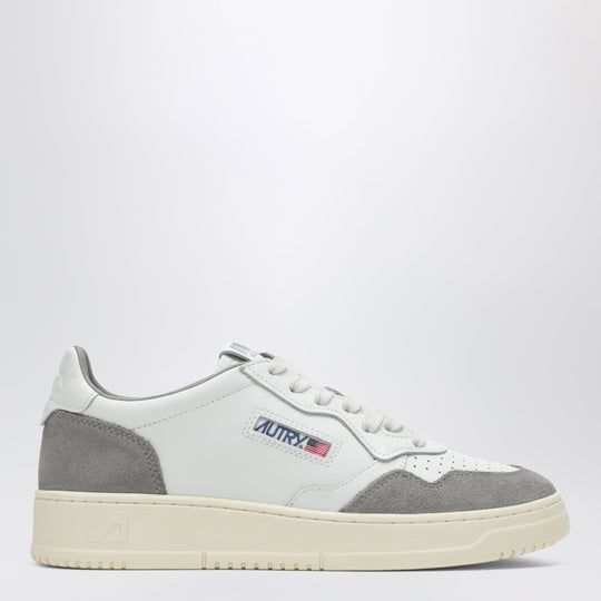 Medalist Low Sneakers In White Leather And Grey Suede