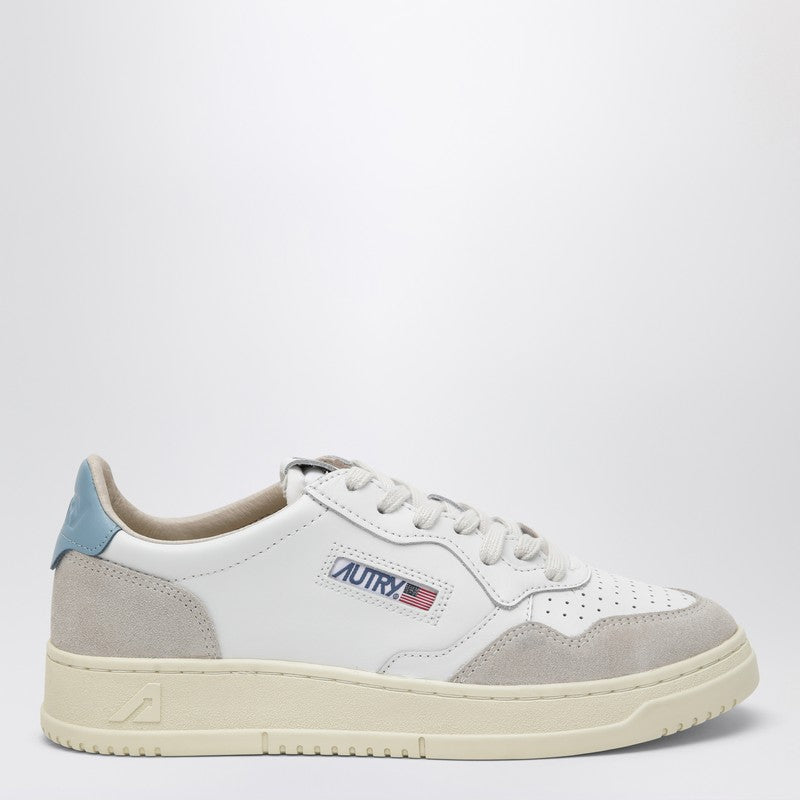 Autry Medalist Low Sneakers In White/Light Blue Leather And Suede | Wa ...