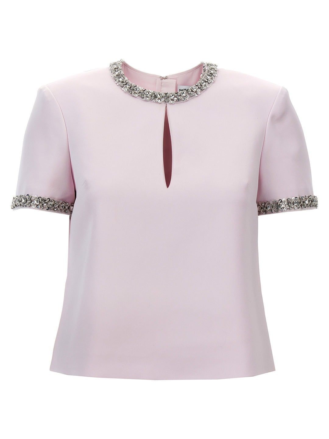 Pink Satin Embellished Tops Pink