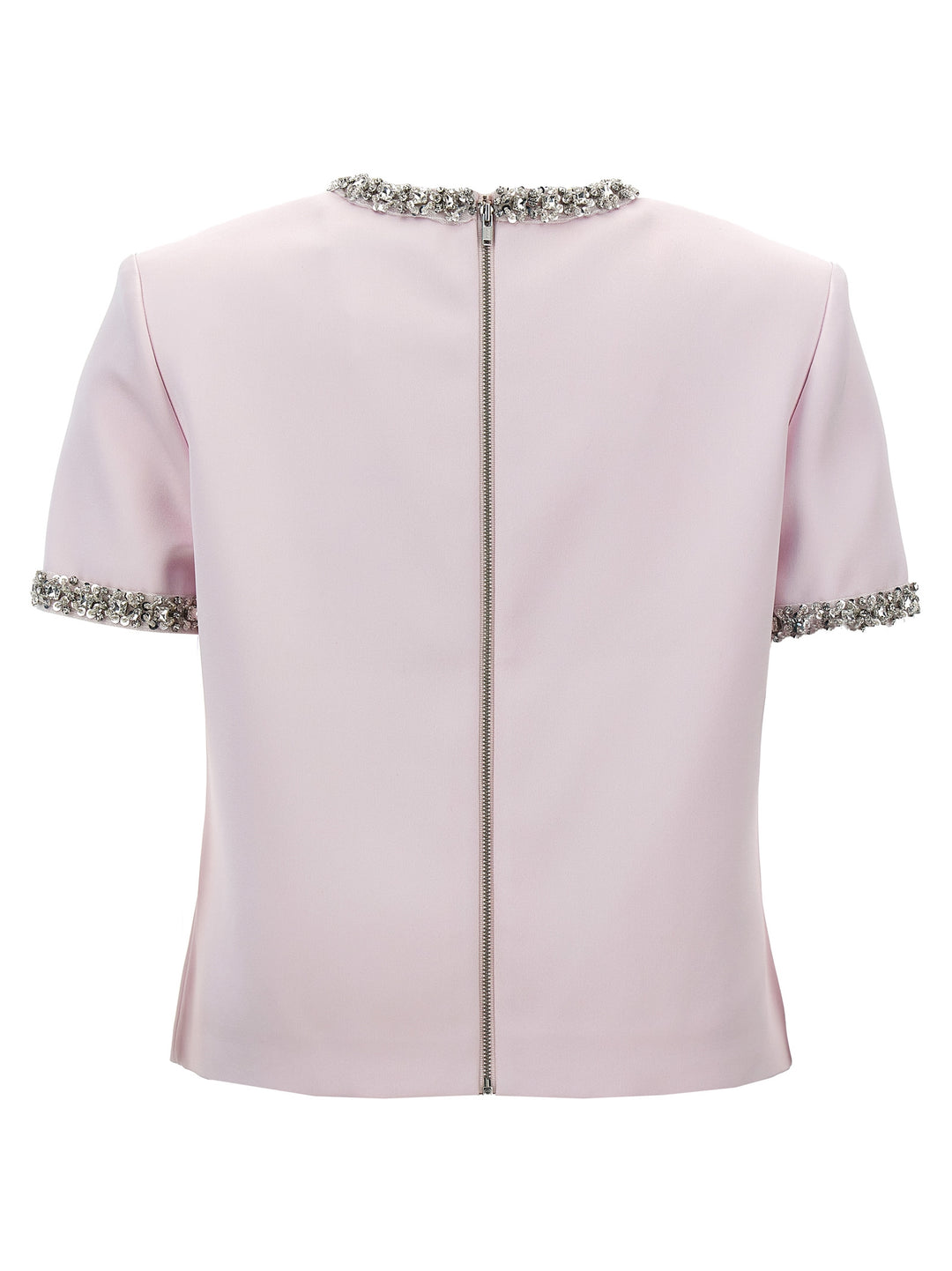 Pink Satin Embellished Tops Pink