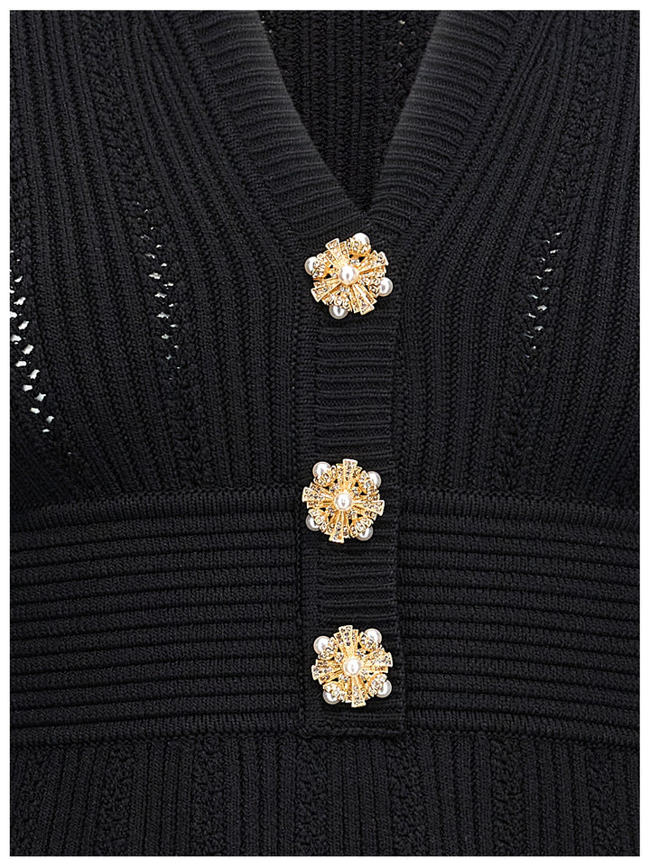 Black Pointelle Knit Sweater, Cardigans Black