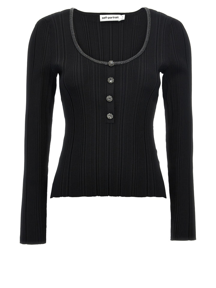 Black Embellished Knit Sweater, Cardigans Black