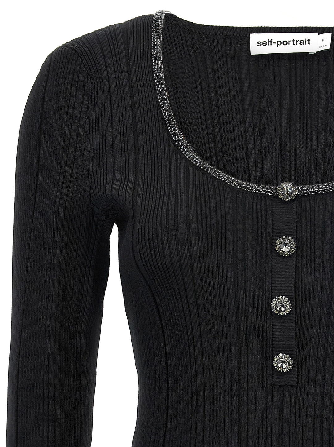 Black Embellished Knit Sweater, Cardigans Black