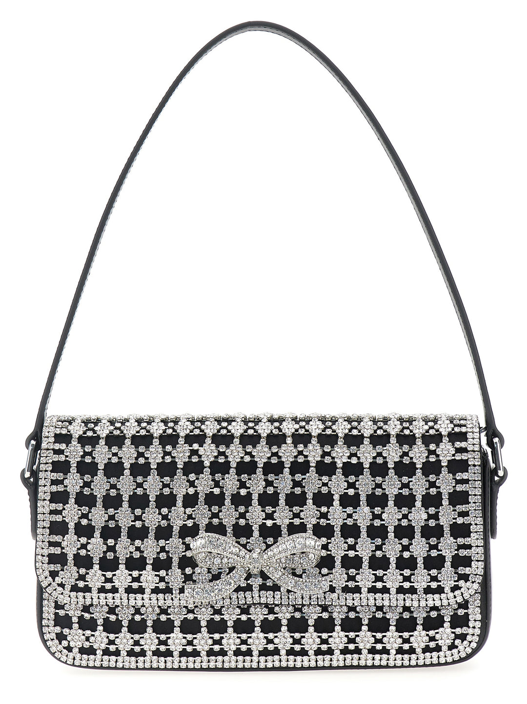 Black Crystal Baguette Shoulder Bags Black