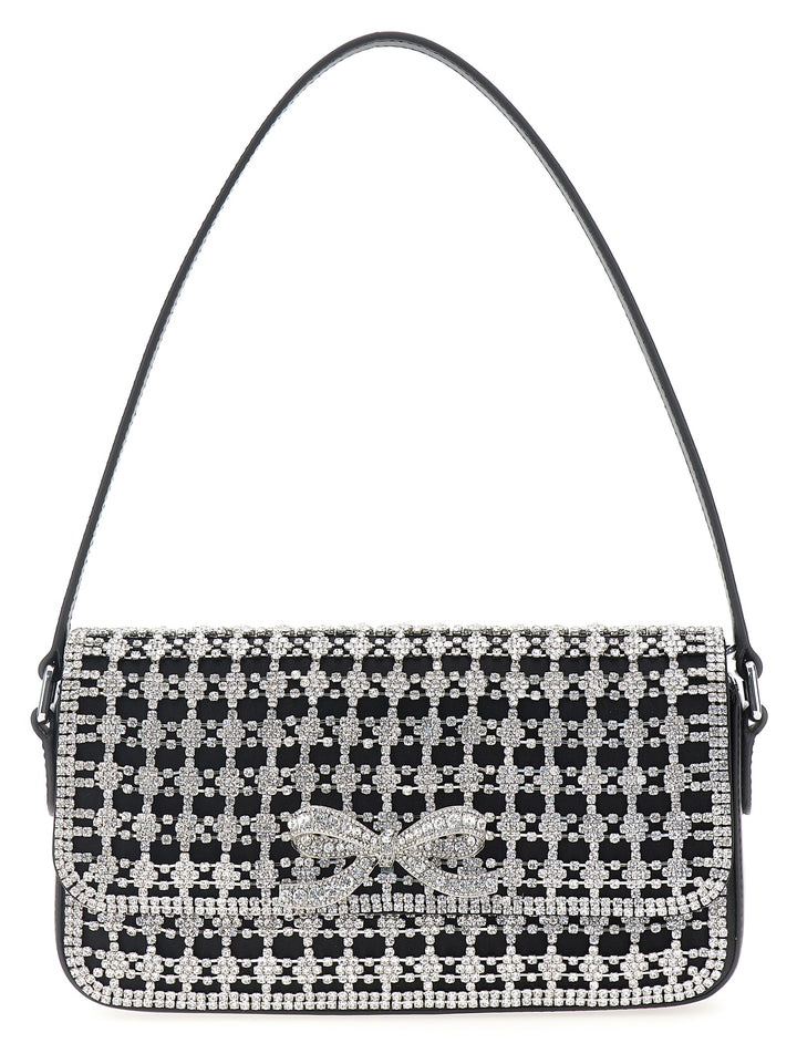 Black Crystal Baguette Shoulder Bags Black