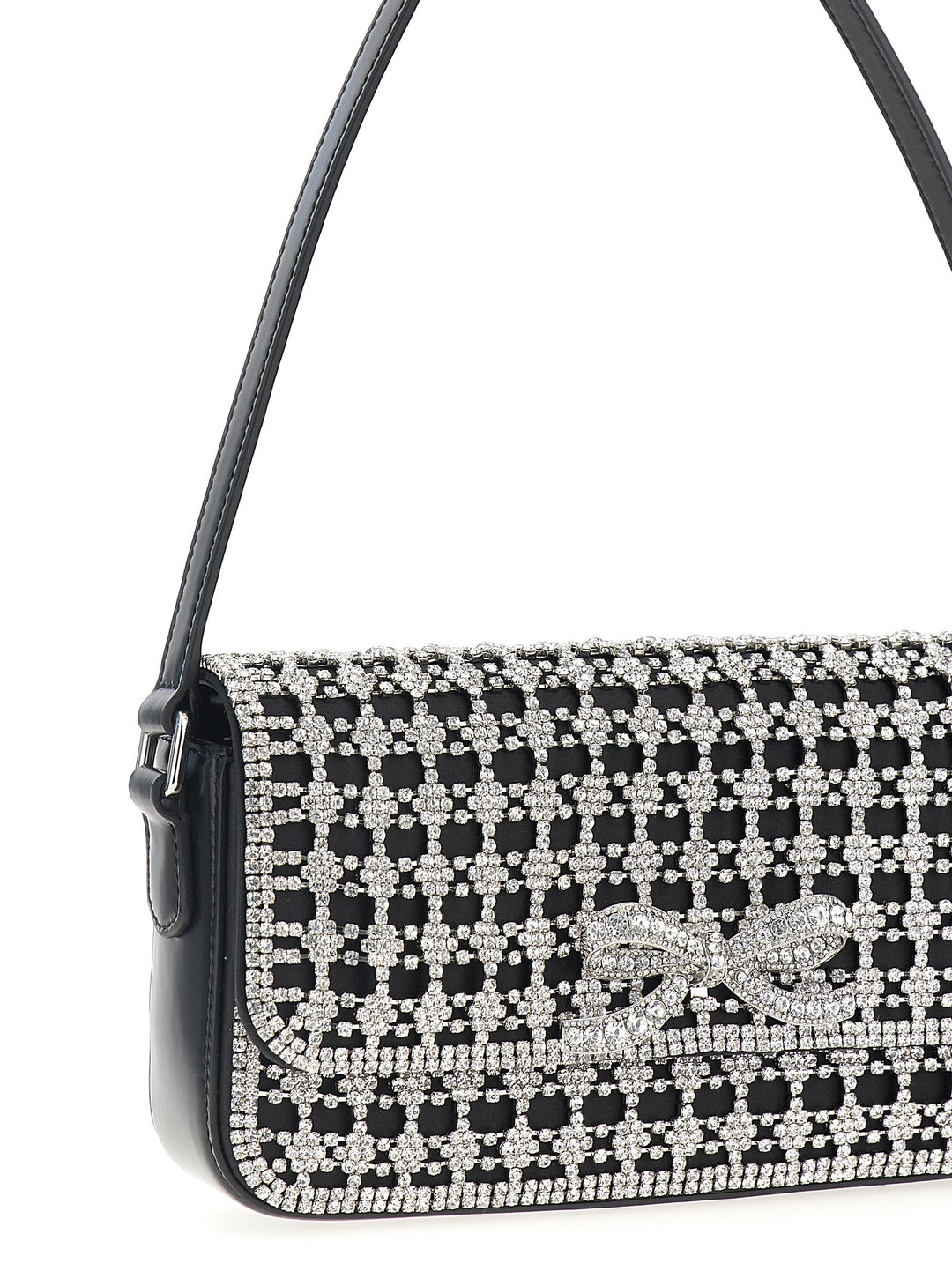 Black Crystal Baguette Shoulder Bags Black