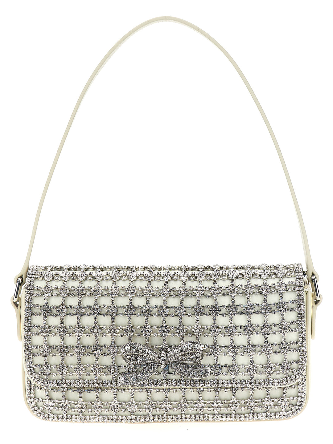 Champagne Crystal Baguette Shoulder Bags White