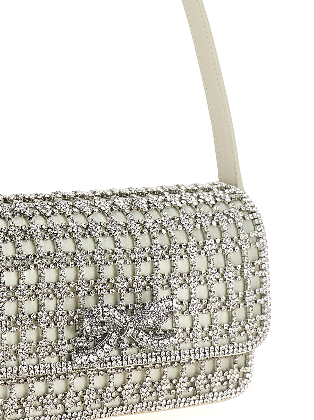 Champagne Crystal Baguette Shoulder Bags White