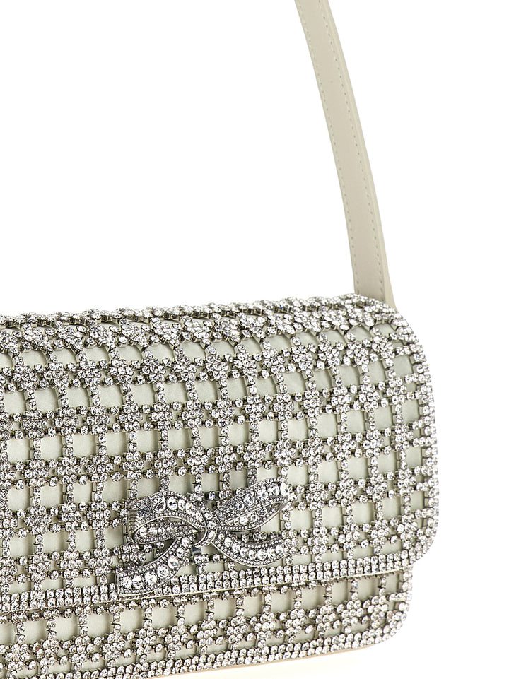 Champagne Crystal Baguette Shoulder Bags White