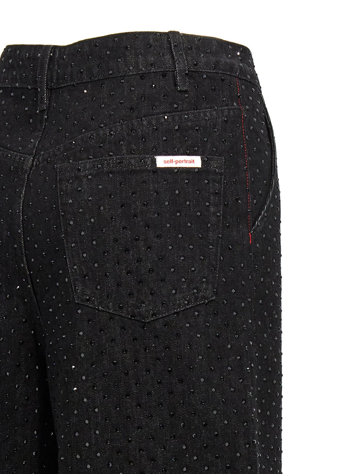 Black Rhinestone Jeans Black