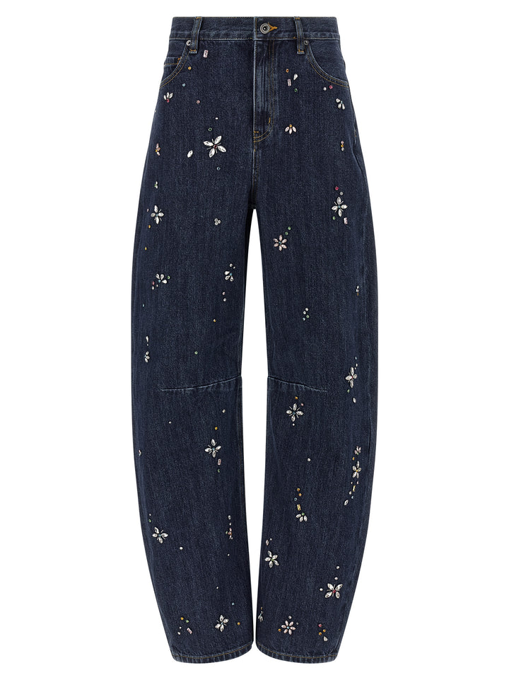 Self Portrait Barrel Leg Jeans - Blue | 81ecefa318ceaa669d7ab506664425cf516b5200