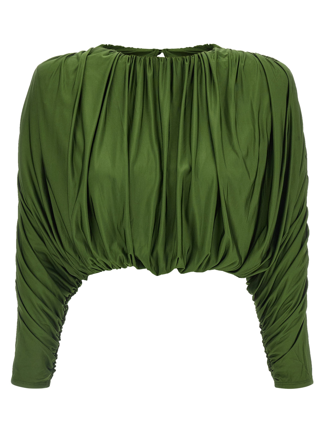 Self Portrait Short Top With Ripples Sweaters and Cardigans - Green | 8892565e2ab96f6d4d0eb76543b99555429abf21