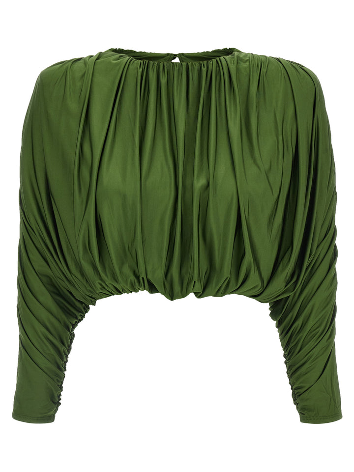 Self Portrait Short Top With Ripples Sweaters and Cardigans - Green | 8892565e2ab96f6d4d0eb76543b99555429abf21