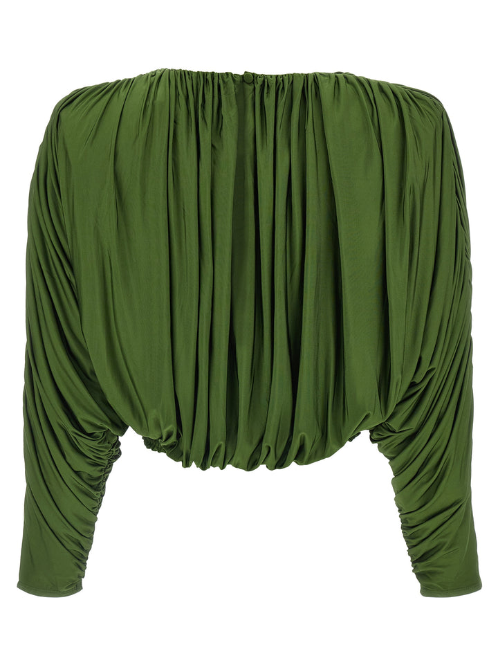 Self Portrait Short Top With Ripples Sweaters and Cardigans - Green | 93ca3008cd41e93f36dfff15e3da21255f291144