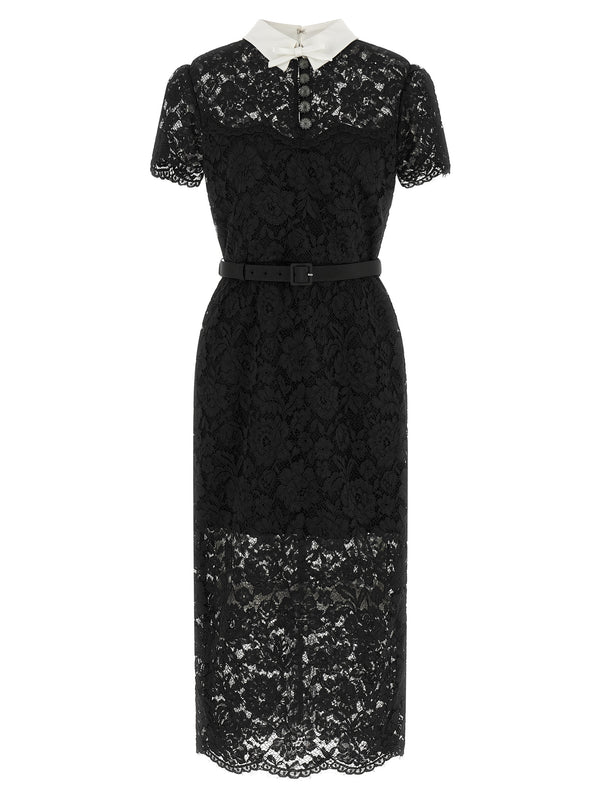 Lace Dress With Collar Dresses Black