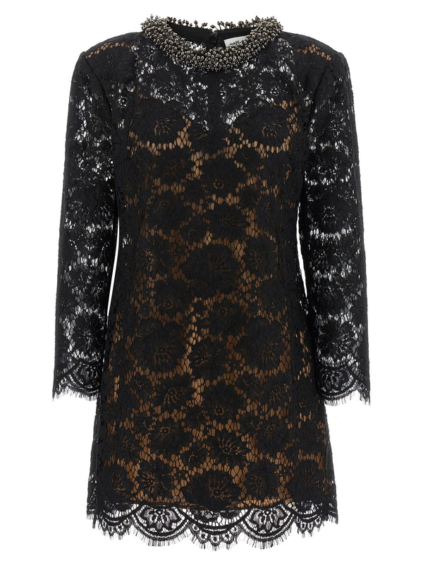 Lace Dress With Jewel Collar Dresses Black