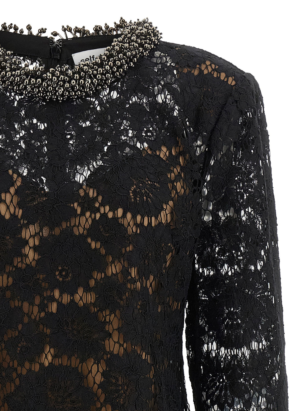 Self Portrait Lace Dress With Jewel Collar Dresses - Black | b10e352e3ce6680f36a38bf55a138049096f5501