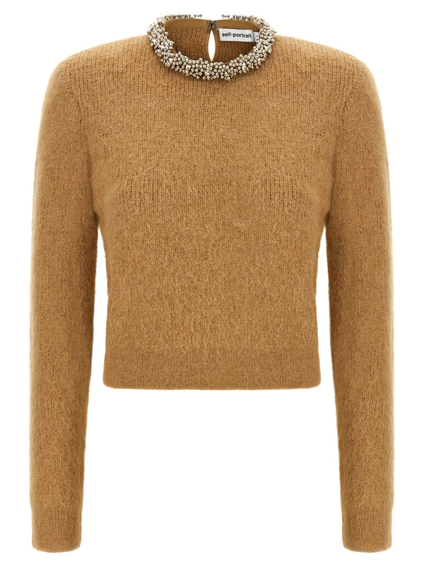 Sweater With Jewel Embroidery Sweaters And Cardigans Brown