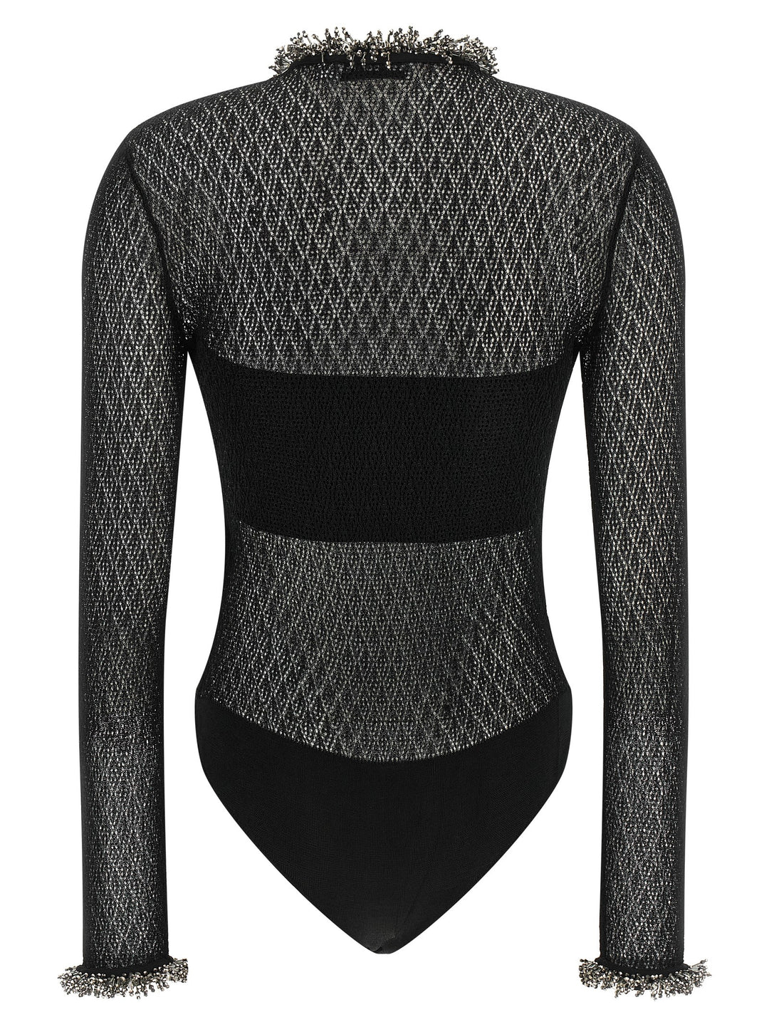 Self Portrait Openwork Knitted Bodysuit Tops - Black | 446c201d9fc18c3acd31c6c08212b7c168250149