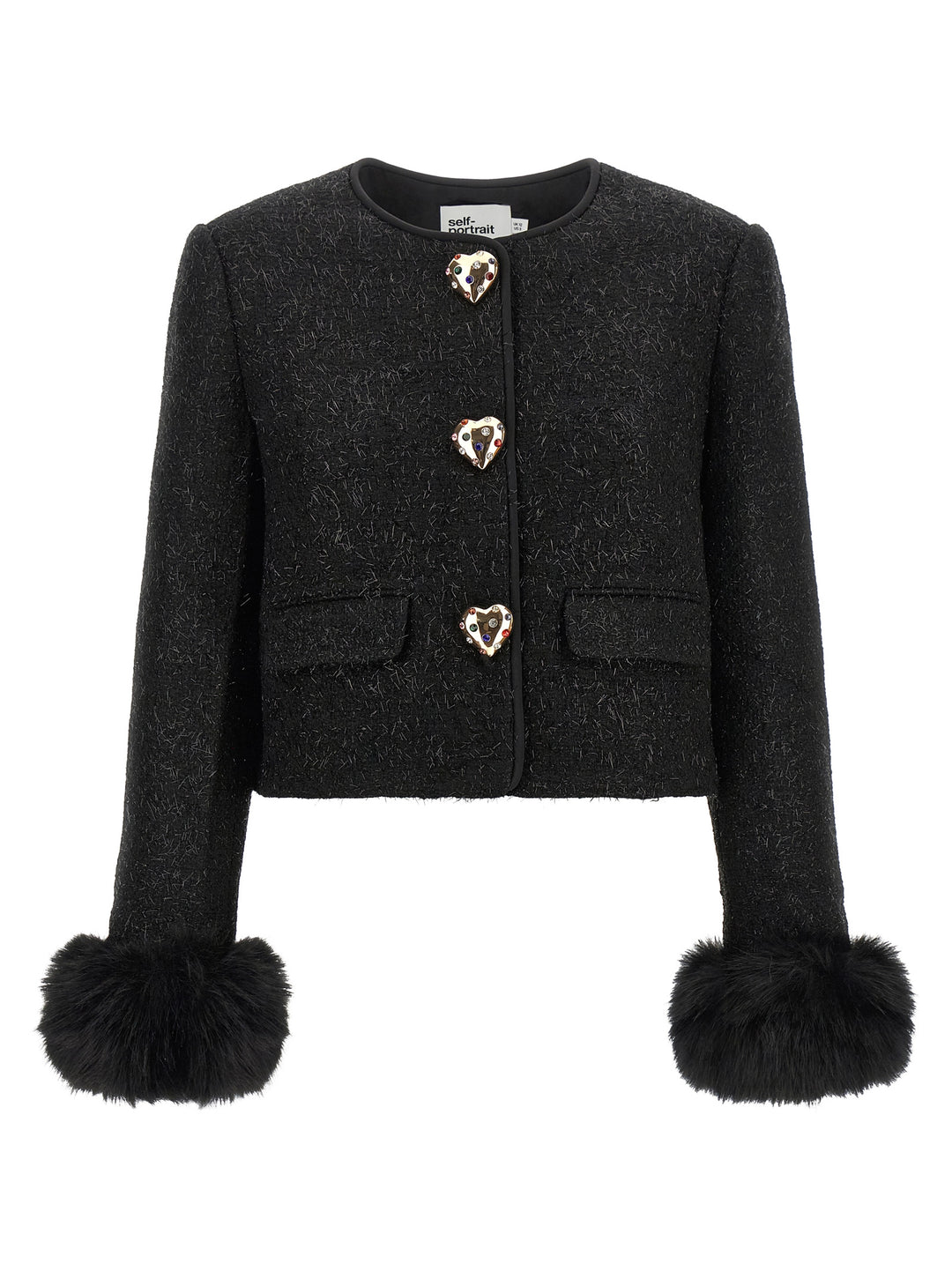 Self Portrait Bouclé Fur Jacket BlazerS - Black | 2b24c4285e4287c4761c77febde07529f59e4793
