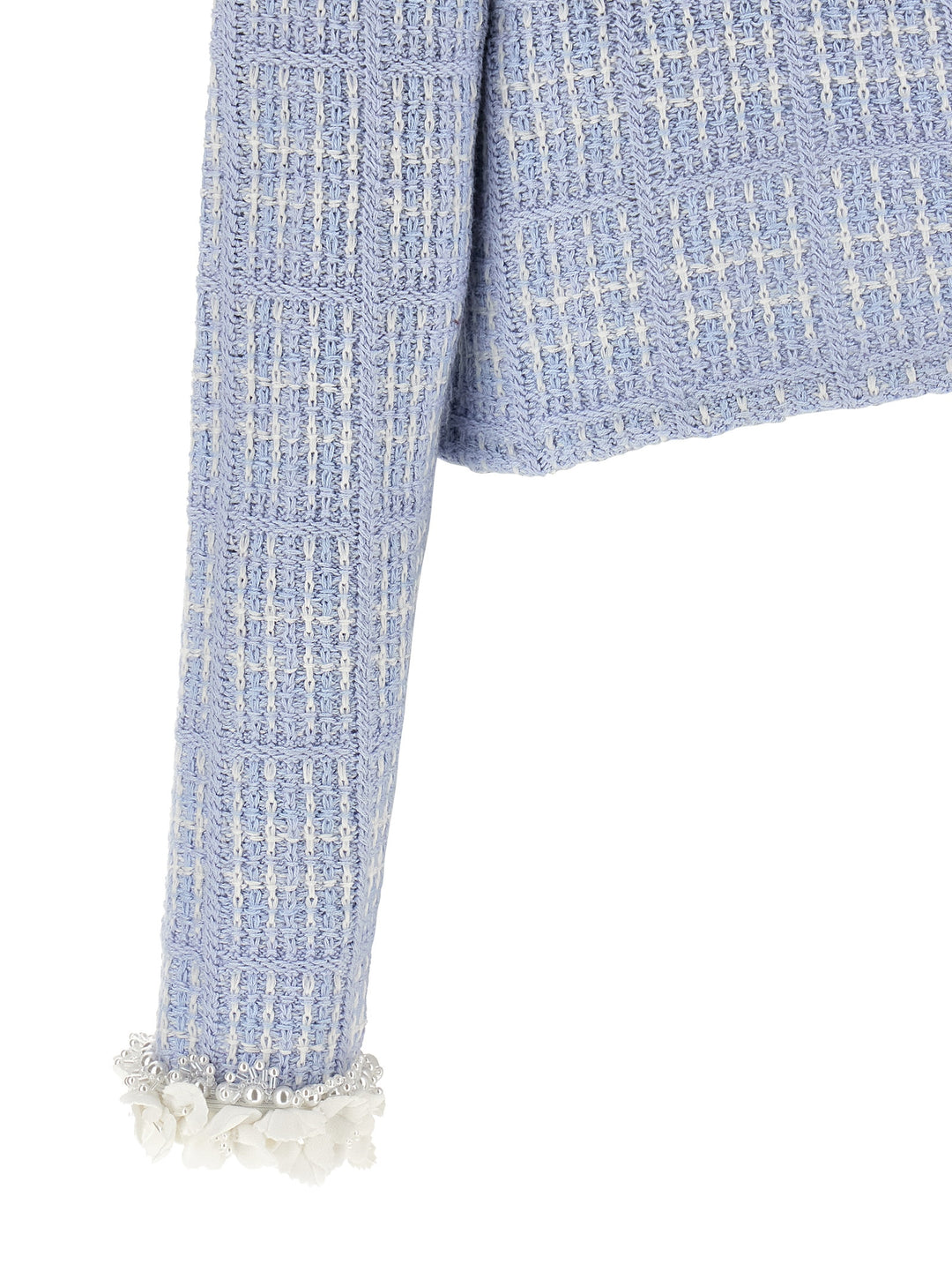 Self Portrait Check Knit Jacket BlazerS - Blue | b19bbc817cdc08d4aeea54b45a32c35d89e254c8