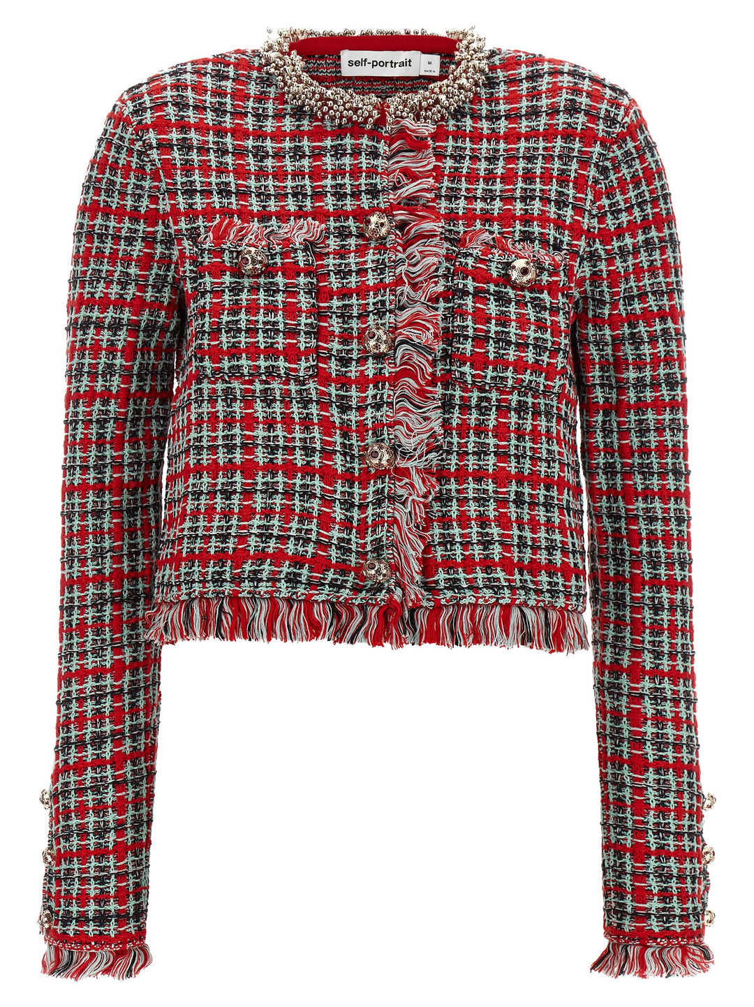 Self Portrait Fringed Knit Jacket BlazerS - Red | 2b73730ae2653b705d6b5a69c77d9e61882dd8e2