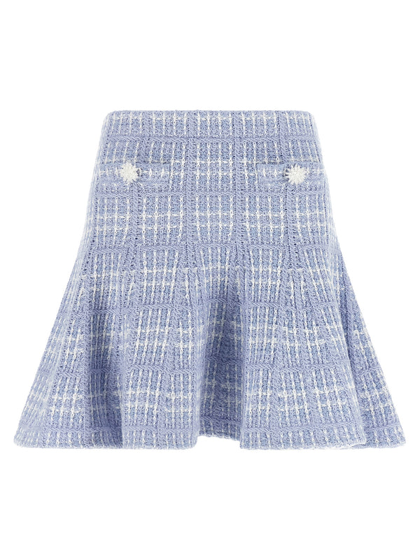 Check Knit Skirt Skirts Blue