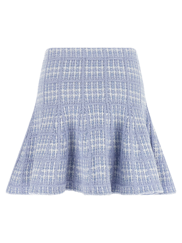 Self Portrait Check Knit Skirt Skirts - Blue | cdb100f994ae274faa053e80a80473ade66679b4