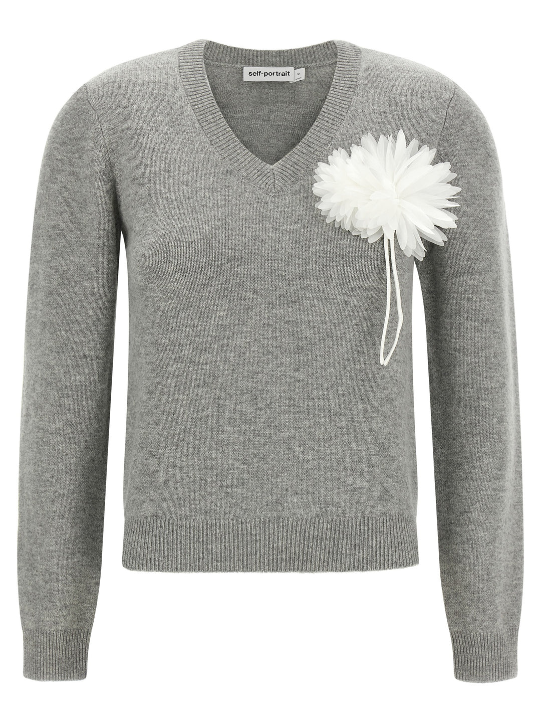 Self Portrait Fiore Pin Sweater Sweaters and Cardigans - Gray | 93210634937035c45a89f3b86f11aa62d457fc4d