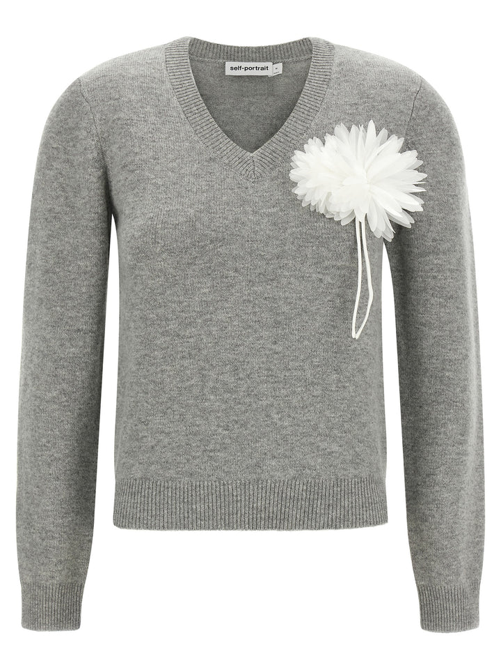 Self Portrait Fiore Pin Sweater Sweaters and Cardigans - Gray | 93210634937035c45a89f3b86f11aa62d457fc4d