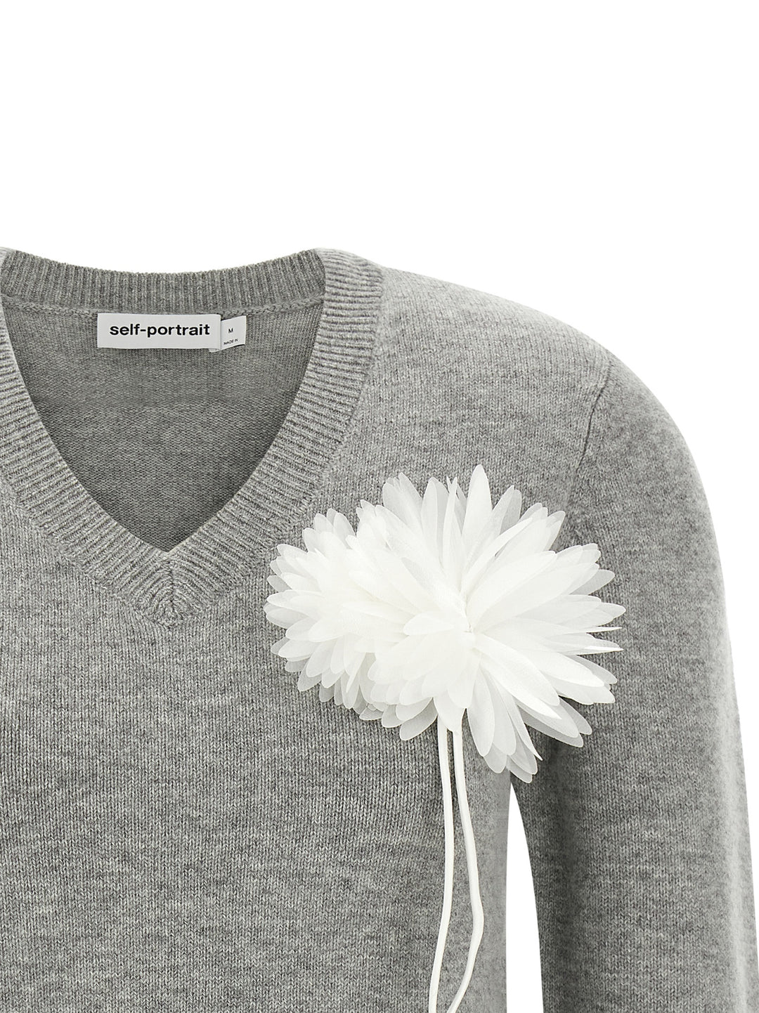 Self Portrait Fiore Pin Sweater Sweaters and Cardigans - Gray | 1e0c8cff49671f13110c6960db1d24d9c1b470d7