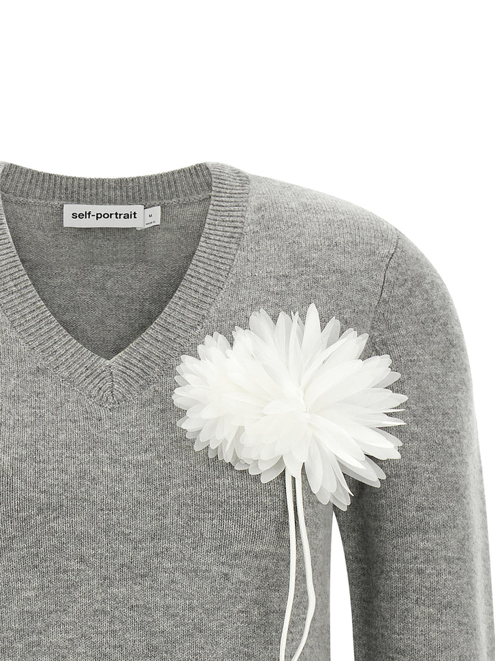 Self Portrait Fiore Pin Sweater Sweaters and Cardigans - Gray | 1e0c8cff49671f13110c6960db1d24d9c1b470d7
