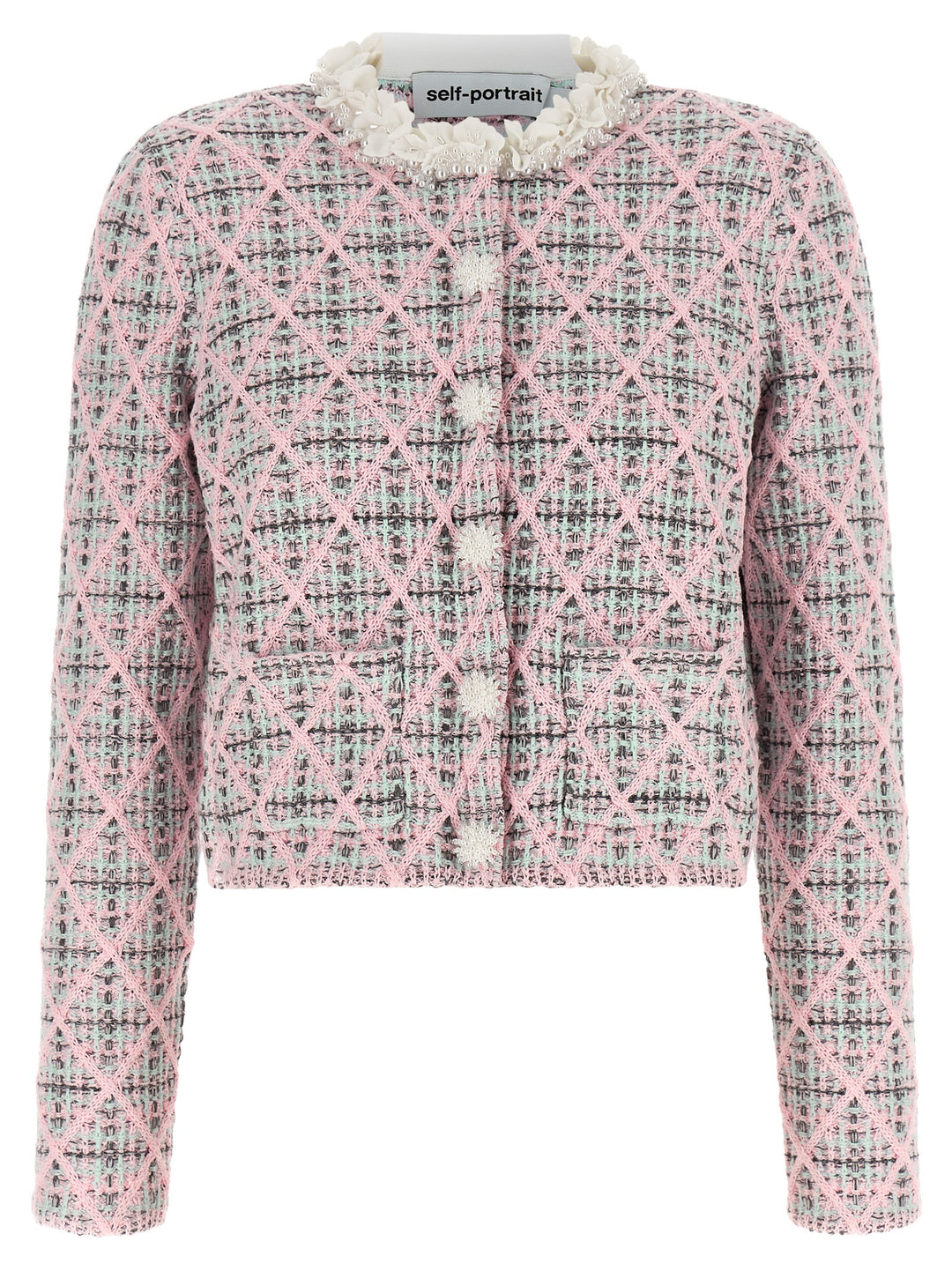 Self Portrait Floral Collar Cardigan Sweaters and Cardigans - Pink | c8e60dbe44e81035958b11a8f29db6111c004cc3