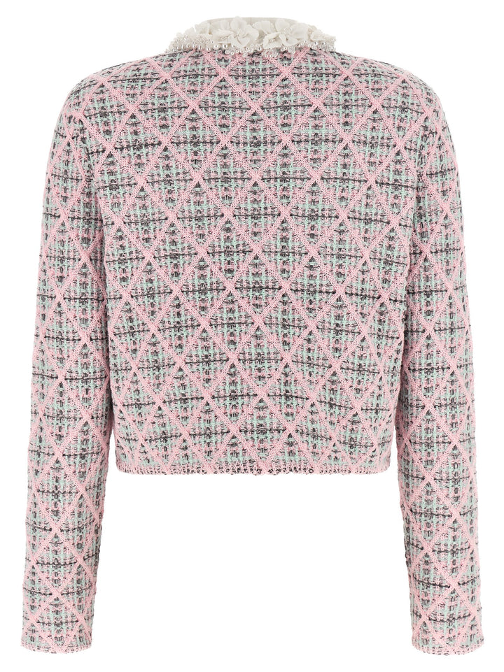Self Portrait Floral Collar Cardigan Sweaters and Cardigans - Pink | 445e1ed6e9dc16f5bdf5f8046dfb89fd0ecbce40