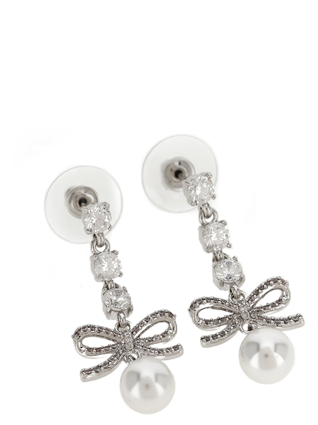 Self Portrait Bow Crystal Charm Jewelry - Silver | 749b42dde9ff5006c40385ff799688d56e8a36a0