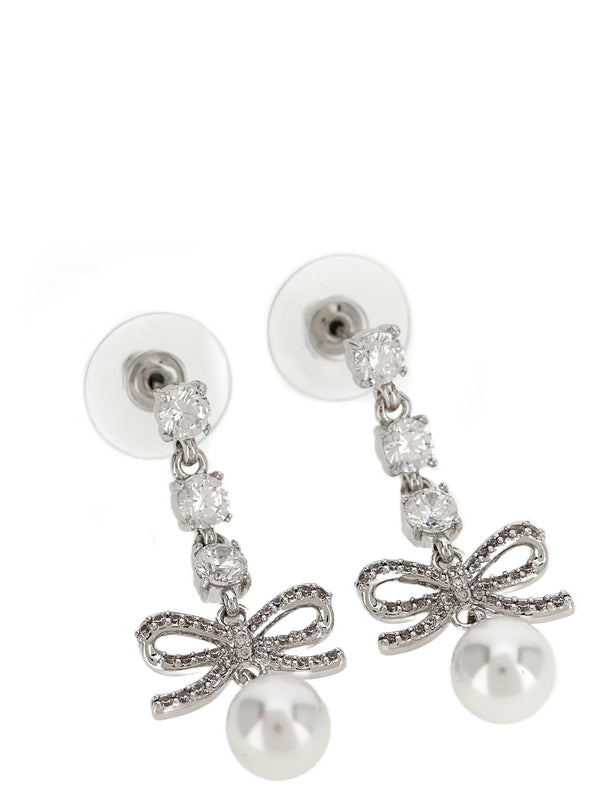 Bow Crystal Charm Jewelry Silver