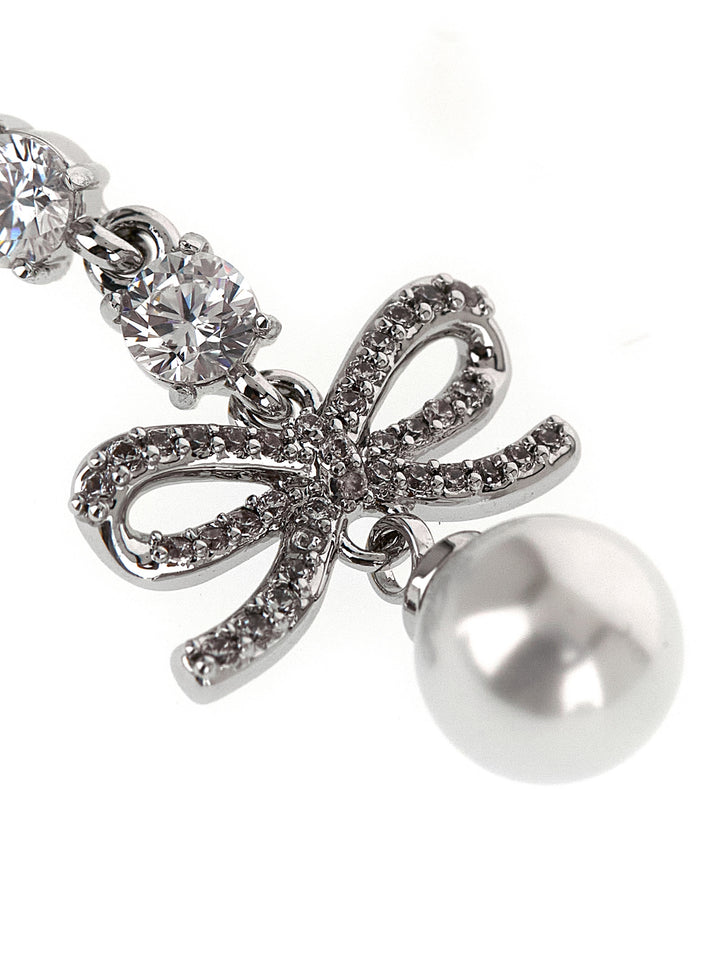 Self Portrait Bow Crystal Charm Jewelry - Silver | 09687bf6a0bb351738980de09392bf9f44c63ee0