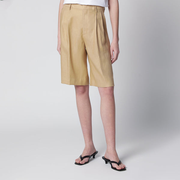 Effie Tailored Bermuda Shorts In Beige Linen