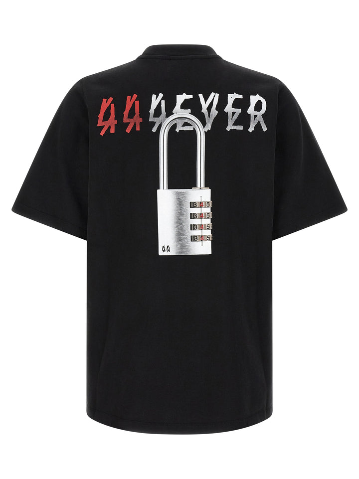 44 Label With Padlock Print T-shirt - Black | 97e6a712e7b0b0c18cf0d43e1cecdc47d616e4ce