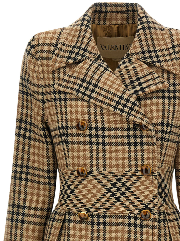 Valentino Garavani Valentino Garavani Houndstooth Wool Coat Coats and Trench Coats - Brown | afe3c5653ef53b1c4168a687e756de239543aee1