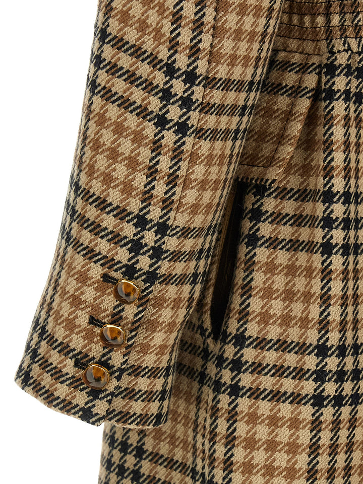 Valentino Garavani Valentino Garavani Houndstooth Wool Coat Coats and Trench Coats - Brown | 7eec291801fe3305a2dad9d9b16c04664032bdad